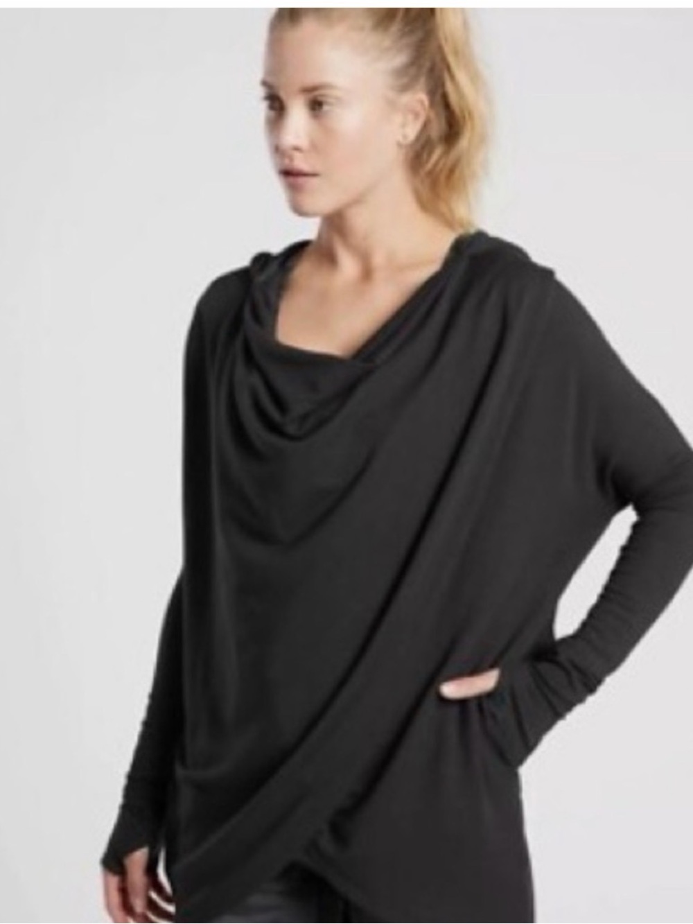 Athleta Purana Wrap Sweatshirt black size Small